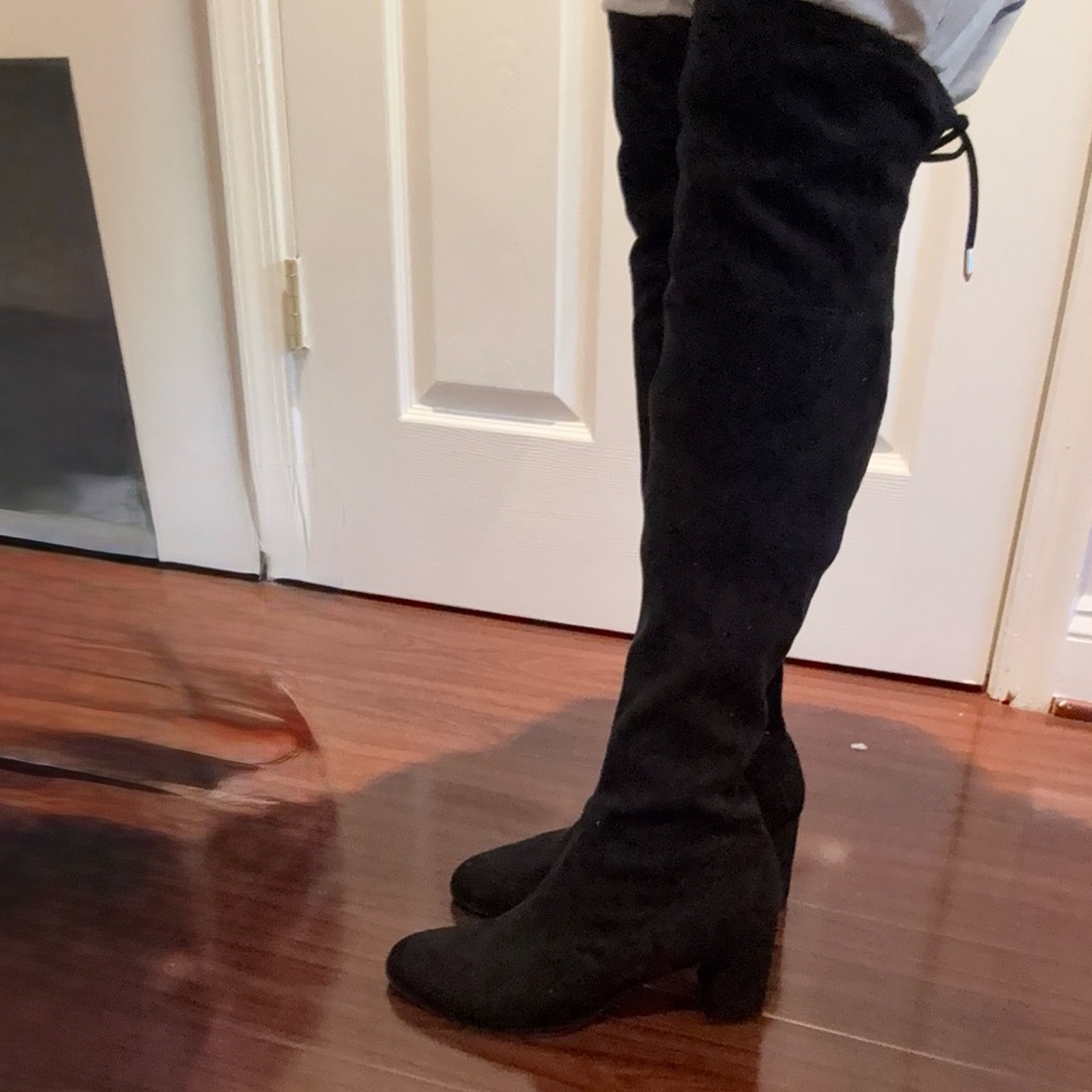 Women’s Black Over-the-Knee Block Heel Boots Marc Fisher